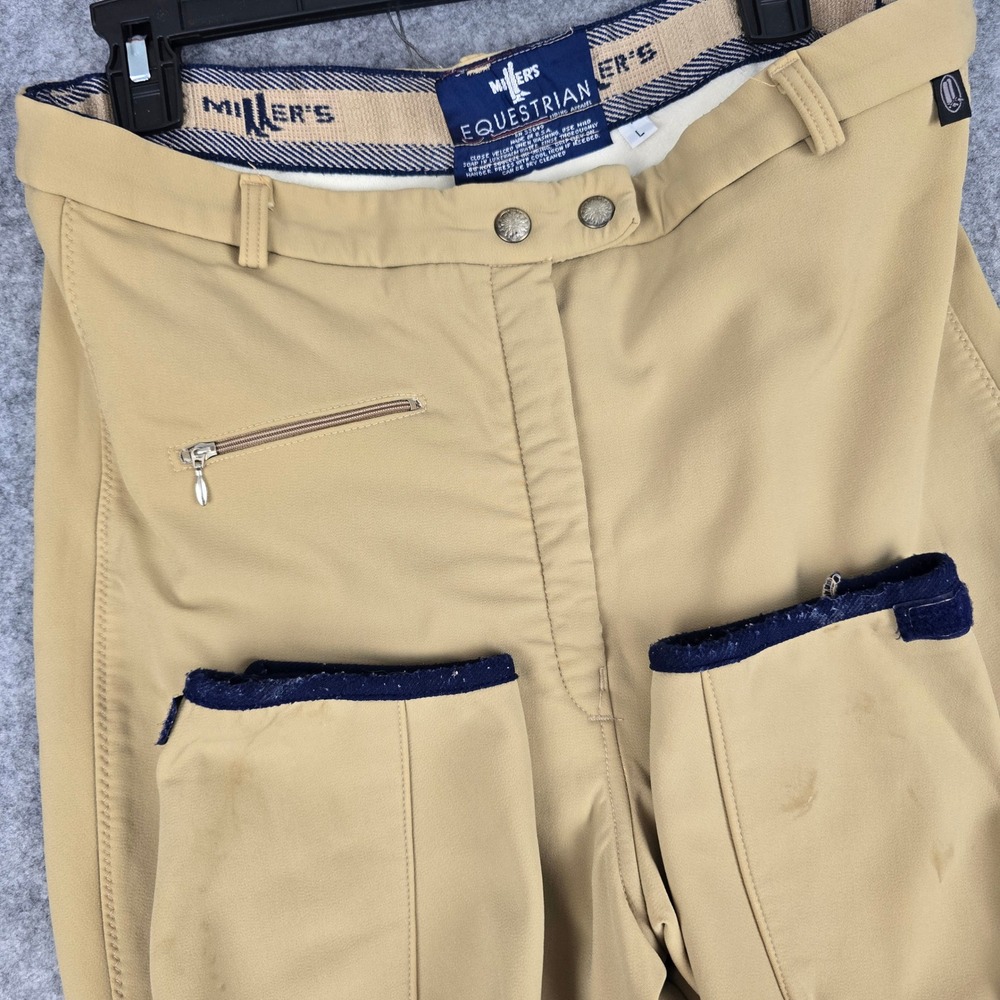 Millers Equestrian Tan Knee Patch Riding Breeches Pants Womens Large Made in USA
